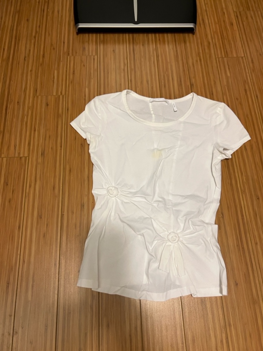Helmut Lang White Short-Sleeve Knot Accent Tee